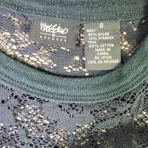 Mossimo‎ Stretch Black See Through Lace Boho Pedal Floral Crochet Shirt Size S - Picture 6 of 9